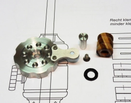 The hand wheel and the crank parts. The hand wheel and the crank parts.