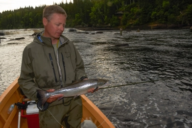 The author with a small salmon The author with a small salmon